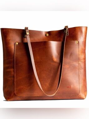 In Blue Handmade Leather Tote